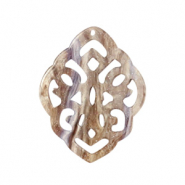 Pendentifs en résine losange baroque Taupe amande sucré