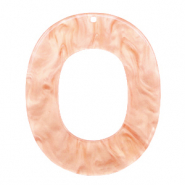 Pendentifs en résine ovale 48x40mm Rose pêche