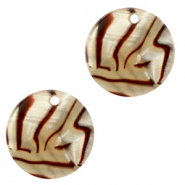 Pendentifs en résine rond 12mm Beige encens