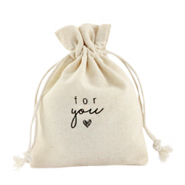 Sachet à bijoux en lin "for you" Blanc cassé