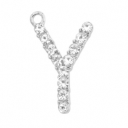 Breloques en métal Basic Quality strass lettre Y Argenté antique