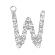 Breloques en métal Basic Quality strass lettre W Argenté antique