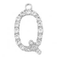 Breloques en métal Basic Quality strass lettre Q Argenté antique