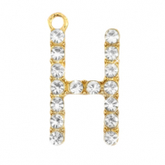 Breloques en métal Basic Quality strass lettre H Doré