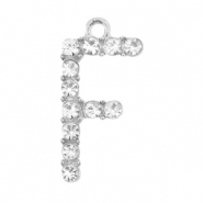 Breloques en métal Basic Quality strass lettre F Argenté antique