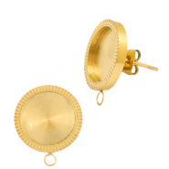 Boucles d'oreilles en acier Polaris (inox) avec serti pour cabochon 12mm (avec anneau) Doré