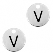 Breloques en métal DQ lettre V Argenté antique (sans nickel)