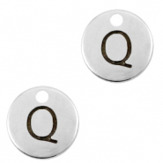 Breloques en métal DQ lettre Q Argenté antique (sans nickel)