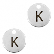Breloques en métal DQ lettre K Argenté antique (sans nickel)