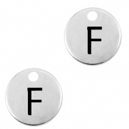 Breloques en métal DQ lettre F Argenté antique (sans nickel)