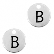Breloques en métal DQ lettre B Argenté antique (sans nickel)