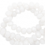 Perles à facettes 6x4mm disque Blanc lumineux-Pearl Shine Coating