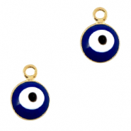 Breloques en métal Basic Quality 6mm Oeil porte-bonheur Doré-bleu