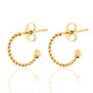 Boucles d'oreilles en acier inox cr&eacute;oles 12mm Dor&eacute;