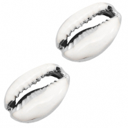 Perles coquillage specials Cauri Semi blanc-argenté