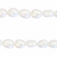 BQ Perles d'eau douce nugget ovale 7-8x6-7mm Blanc naturel