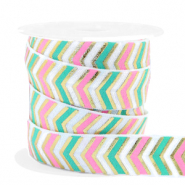 Ruban élastique flèche Rose-vert turquoise