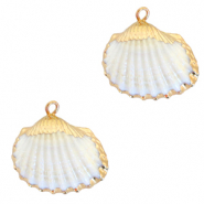 Perles coquillage specials Coque Doré-Blanc