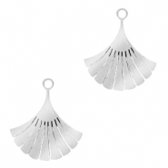 Breloques en acier inox feuille Ginkgo Argenté