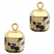 Pierres naturelles pendentifs Jaspe Dalmatien carré Greige-doré