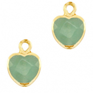 Pierres naturelles pendentifs coeur Vert océan-doré