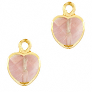 Pierres naturelles pendentifs coeur Rose fleurs-doré