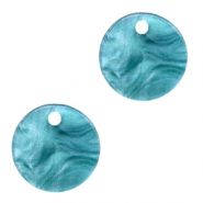 Pendentifs en résine rond 12mm Bleu atoll