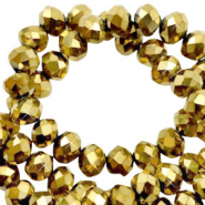 Perles à facettes 4x3mm disque Heishi Cristal dorado doré métallique