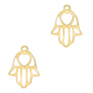 Breloques en acier inox main Hamsa Doré