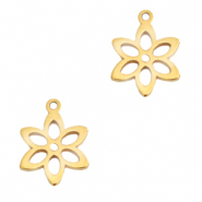 Breloques en acier inox fleur Doré