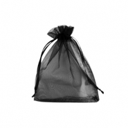 Sachet à bijoux en organza 7x9cm Noir
