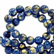 Pierres naturelles Calcite 8mm Bleu classique-doré