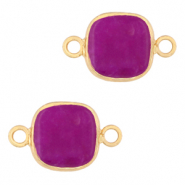 Pierres naturelles pendentifs connecteur 12x12mm Violet-doré