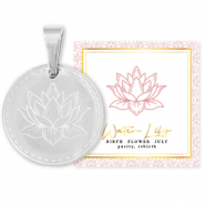 Mix & Match breloques en acier Inox 15mm Fleur de naissance Juillet - N&eacute;nuphar Argent&eacute;