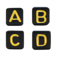 Perles lettres acryliques mélangées Noir-doré