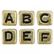 Perles lettres acryliques mélangées Doré-noir