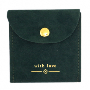Sachet à bijoux "with love" Vert foncé-doré