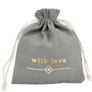 Sachet à bijoux "with love" Gris-doré
