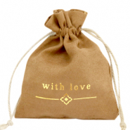 Sachet à bijoux "with love" Marron clair-doré
