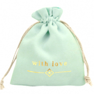 Sachet à bijoux "with love" Vert menthe-doré