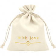 Sachet à bijoux "with love" Blanc cassé-doré