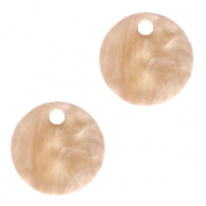 Pendentifs en résine rond 12mm Beige marron