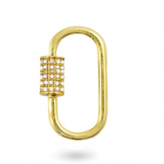 Fermoir en Zirconium oval Doré