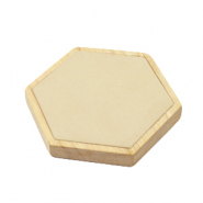 Présentoir bijoux hexagone en bois et simili daim pour bijoux divers Naturel-beige