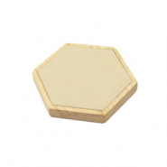 Présentoir bijoux hexagone en bois et simili daim pour bijoux divers Naturel-beige