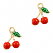 Breloques en métal Basic Quality cerises Doré-rouge