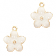 Breloques en métal Basic Quality fleur Doré-blanc