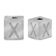 Perles en acier Inox lettre X Argenté
