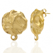 Boucles d'oreilles en acier Inox/puces d’oreilles martelées avec anneau Doré