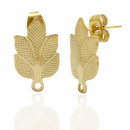 Boucles d'oreilles en acier Inox/puces d’oreilles ovale avec anneau Doré